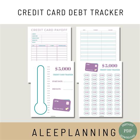 Credit Card Payoff Tracker Printable K Debt Visual Debt Tracker Debt