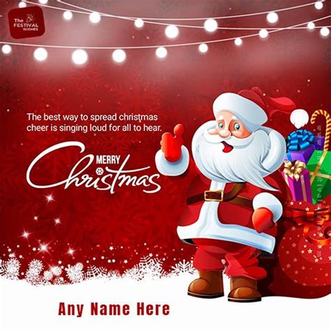 Merry Christmas Santa Claus Message Card Picture With Name Merry