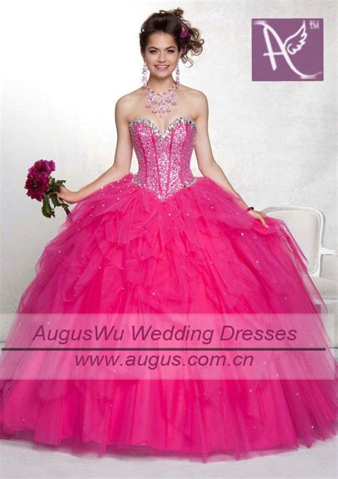 Hot Pink Sweet 16 Dresses Ball Gown Sweet Sixteen Hot Pink Ruffled Organza Quinceanera Dresses