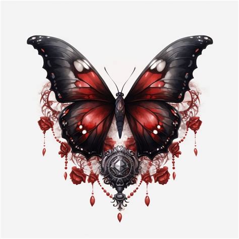 Premium AI Image | A butterfly with red wings and a black and white ...