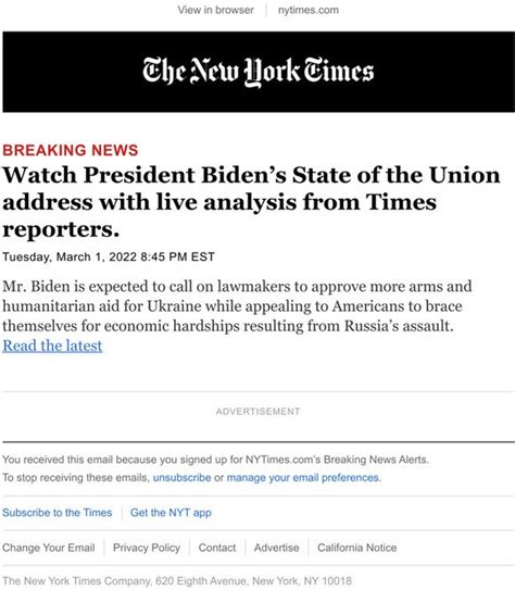 The New York Times Breaking News Watch President Bidens State Of The