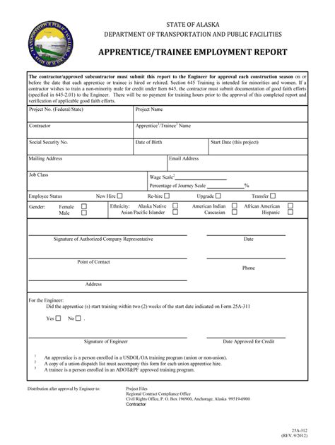 Fillable Online Dot State Ak Form 25A 312 Alaska Department Of