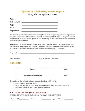 Fillable Online Study Abroad Approval Form Iupui Fax Email Print