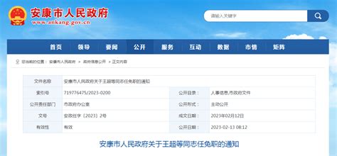 安康市人民政府关于王超等同志任免职的通知 试用期 市公安局 中心