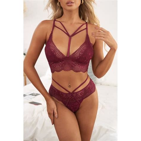 OOTDAY Ensemble Lingerie LC35565 3 Rouge Dentelle Sexy Rouge