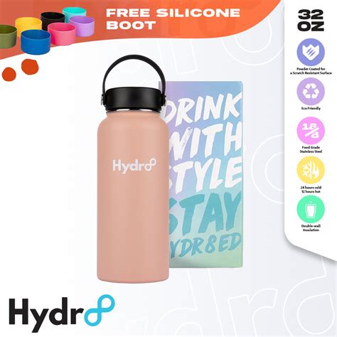 Hydr Oz Nude Pink Wide Mouth Vacuum Insulated Flask Stainless Water Bottle Tumbler Hot And