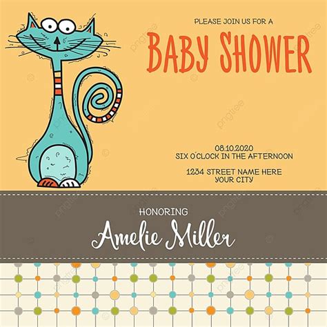 Plantilla De Tarjeta De Baby Shower Con Gracioso Gato Garabato Descarga