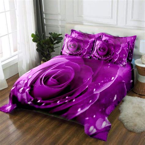 Skyinbags Duvet Cover Bedding Set23pcs Beautiful Purple Rose 3d