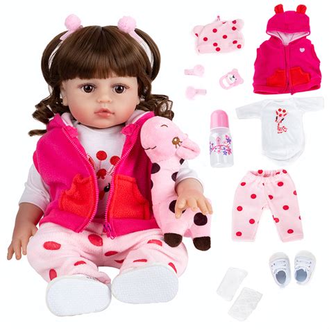 Brastoy Boneca Bebê Reborn Menina Silicone Olhos Castanhos 48cm Pode