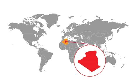 Enfoque Del Mapa De Argelia Mapa Del Mundo Aislado Aislado Sobre