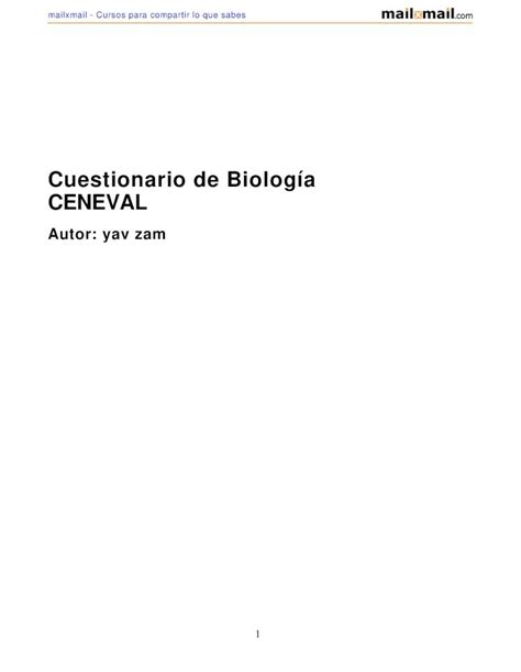 PDF Cuestionario De Biologia Ceneval DOKUMEN TIPS