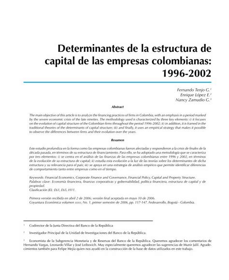 PDF Determinantes De La Estructura De Capital De Las Empresas