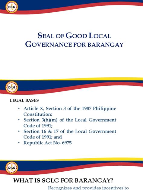 Sglg For Barangay Governance Local Government