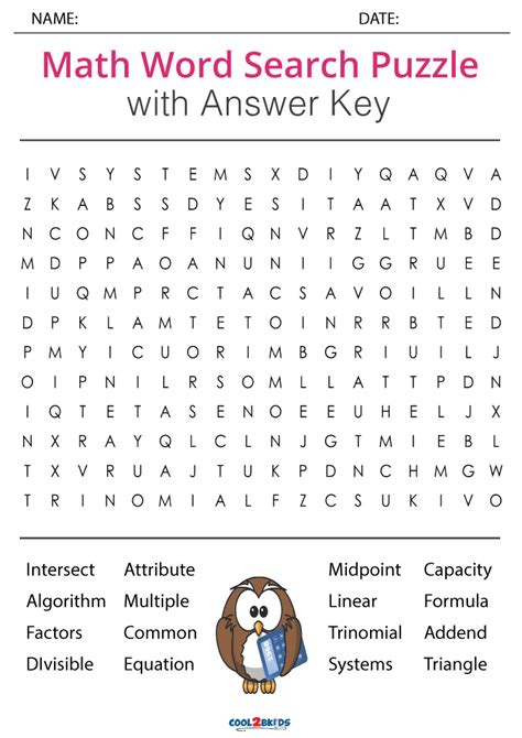 Free Printable Math Word Search Puzzles Printable Word Searches