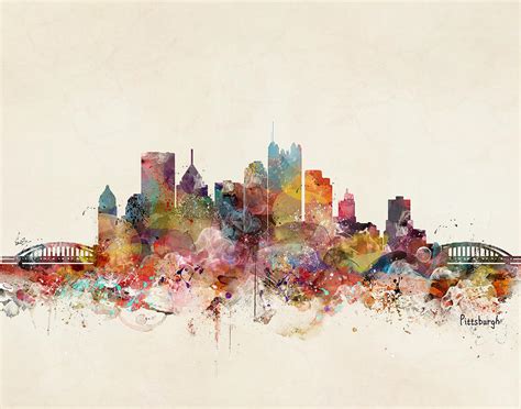 Pittsburgh Pennsylvania Skyline Painting By Bri Buckley Fine Art America