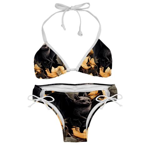 Bats Swim Wear Detachable Sponge Adjustable Strap Bikini Set Two Pack