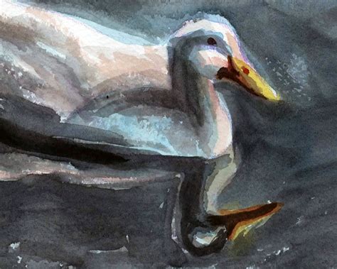 White Duck Original Watercolor Painting Impressionist Bird - Etsy