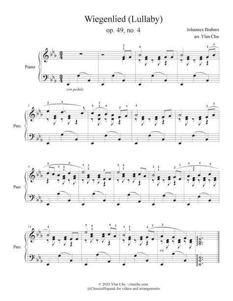 Lullaby Cradle Song Beginner And Intermediate Piano Wiegenlied Op