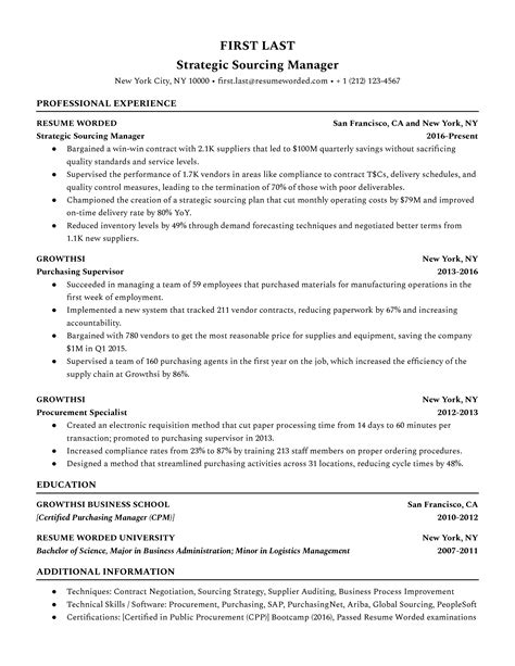 Sourcing Specialist Resume Examples For 2024 Resume Worded