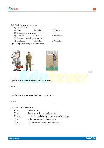 EVS Worksheets Class 1 CBSE