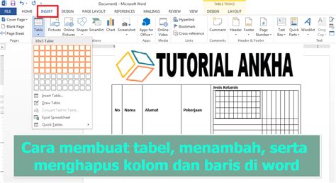 Cara Membuat Tabel Menambah Serta Menghapus Kolom Dan Baris Di Word