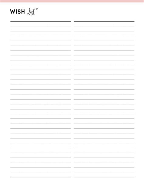 Free Printable Wish List Template World Of Printables