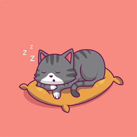 Cute cat sleeping on the pillow cartoon illustration 9472263 Vector Art at Vecteezy