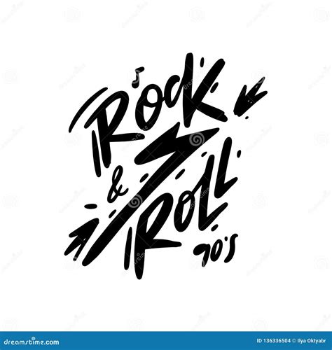 Rock And Roll Hand Drawn Vector Lettering Music Festival Logo Stock