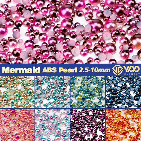 Vdd Mm Mm Mermaid Color Abs Imitation Pearls Half Round Flatback