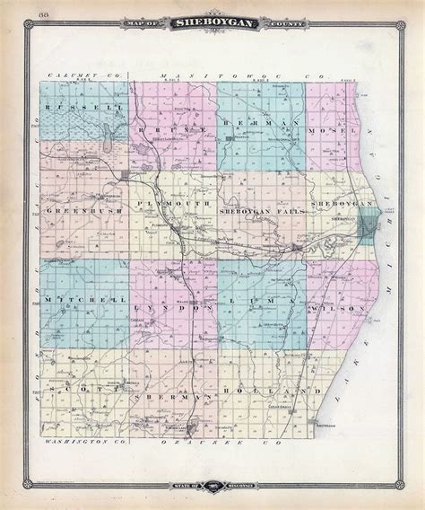 1878 Map of Sheboygan County Wisconsin - Etsy