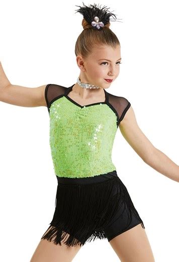 IC Preloved Solo Weissman Lime Black Sequin Fringe Costume No