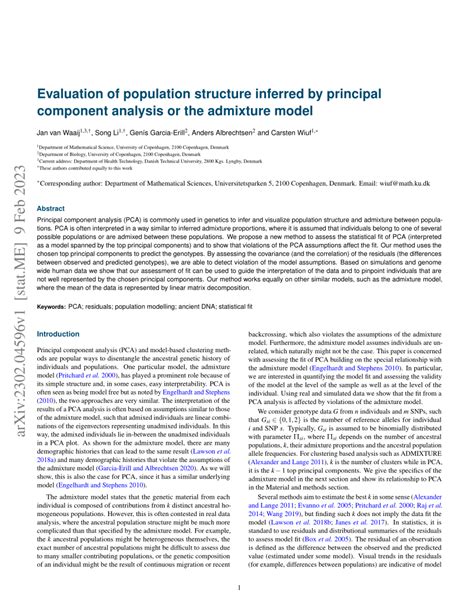 Pdf Evaluation Of Population Structure Inferred By Principal