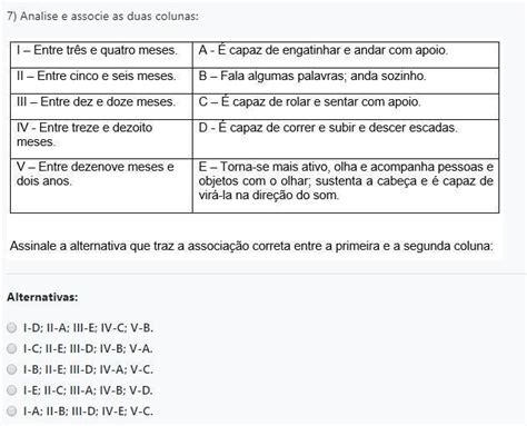 Analise E Associe As Duas Colunas Alternativas I D Ii A Iii E Iv C