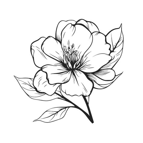 Un Dessin En Noir Et Blanc D Une Fleur Avec Des Feuilles Et Le Mot