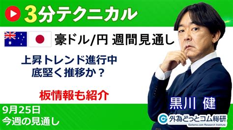 豪ドル円見通し「上昇トレンド進行中 、底堅く推移か？」見通しズバリ！3分テクニカル分析 週間見通し 2023年9月25日 Youtube