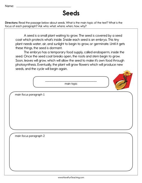 Main Idea Worksheet 2nd Grade