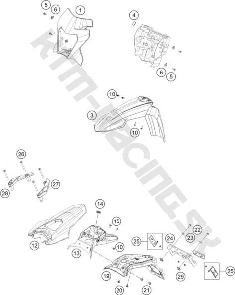 KTM Racing Schéma MASK FENDERS pre model KTM Supermoto 690 SMC R