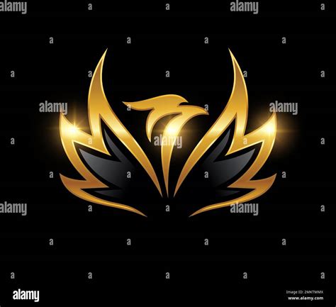 A vector illustration of Golden Shine Eagle Bird Logo Sign in black ...