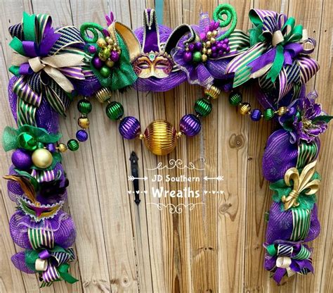 Mardi Gras Garland Mardi Gras Door Decoration Etsy Mardi Gras