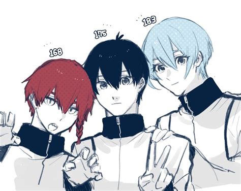 Three Anime Characters With Different Colored Hair And Black Collars