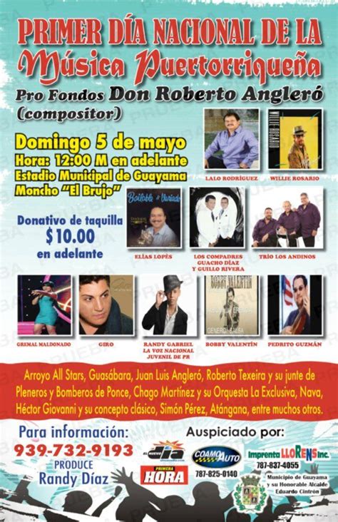 Día de la Música Puertorriqueña 2013 @ Guayama Puerto Rico, Playbill, Broadway, May 5, Activities