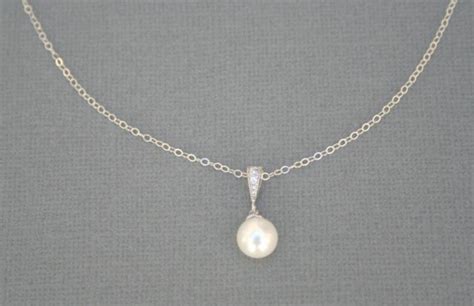 Single Pearl Necklace In Sterling Silver Pearl Necklace With Etsy