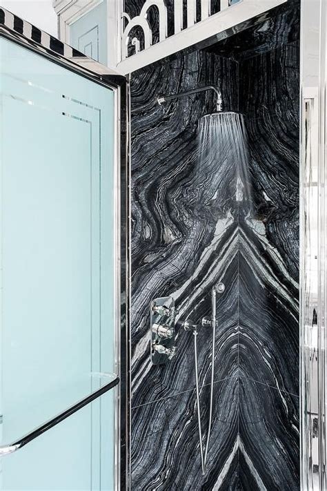 Bookmatched Shower Walls Display A Luxurious Design Keeping A