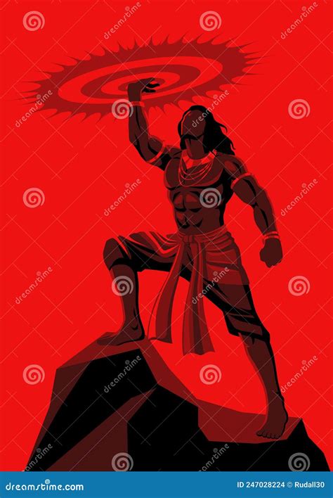 Lord Krishna Holding Sudarshan Chakra Stock Vector Illustration Of