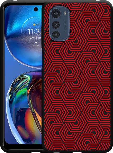 Motorola Moto E32 Hoesje Zwart Geometric Designed By Cazy Bol