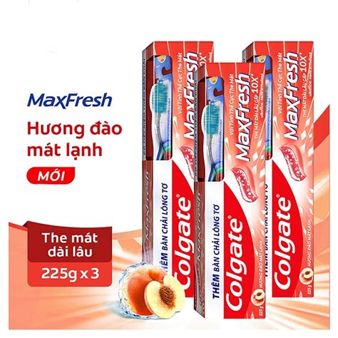 Kem đánh Răng Colgate Maxfresh Hương Đào Mát Lạnh 225g Tặng Bàn Chải