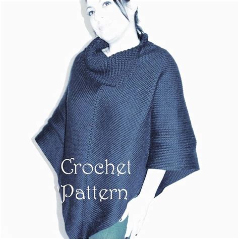 Crochet Poncho Pattern Cowl Neck Poncho Womens Poncho Etsy