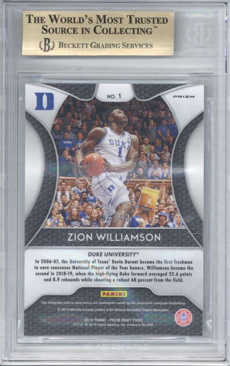 Lot Detail Zion Williamson Panini Prizm Dp Rookie Mojo