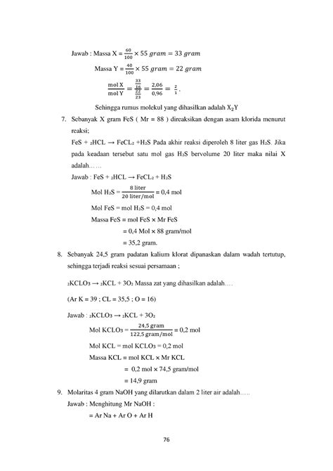 BUKU AJAR Kimia Dasar FIX 41 76 Jawab Massa X 10060 55 𝑔𝑟𝑎𝑚