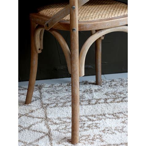 WASHED CROSS BACK DINING CHAIR WITH RATTAN SEAT